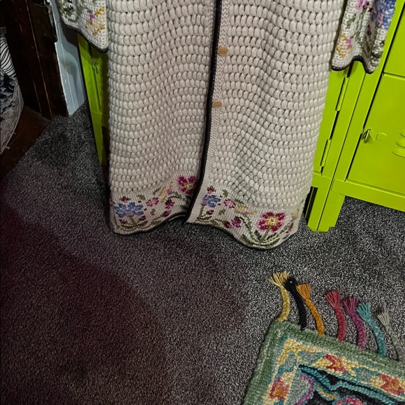 Lucky Brand Cream Crochet Cardigan with Floral Patterns, Vintage - Picture 8 of 8